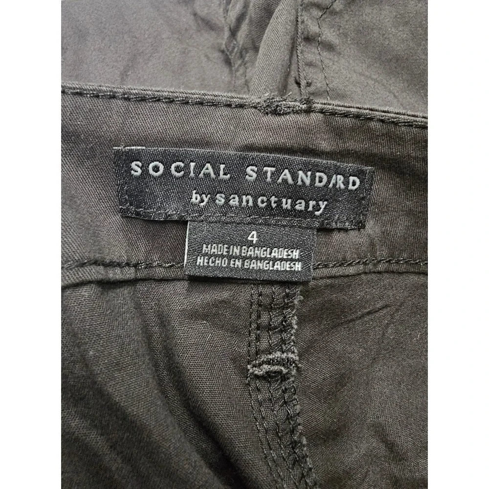 Social Standard by Sanctuary Womens Crop Pants Black Cotton Blend Casual Size 4